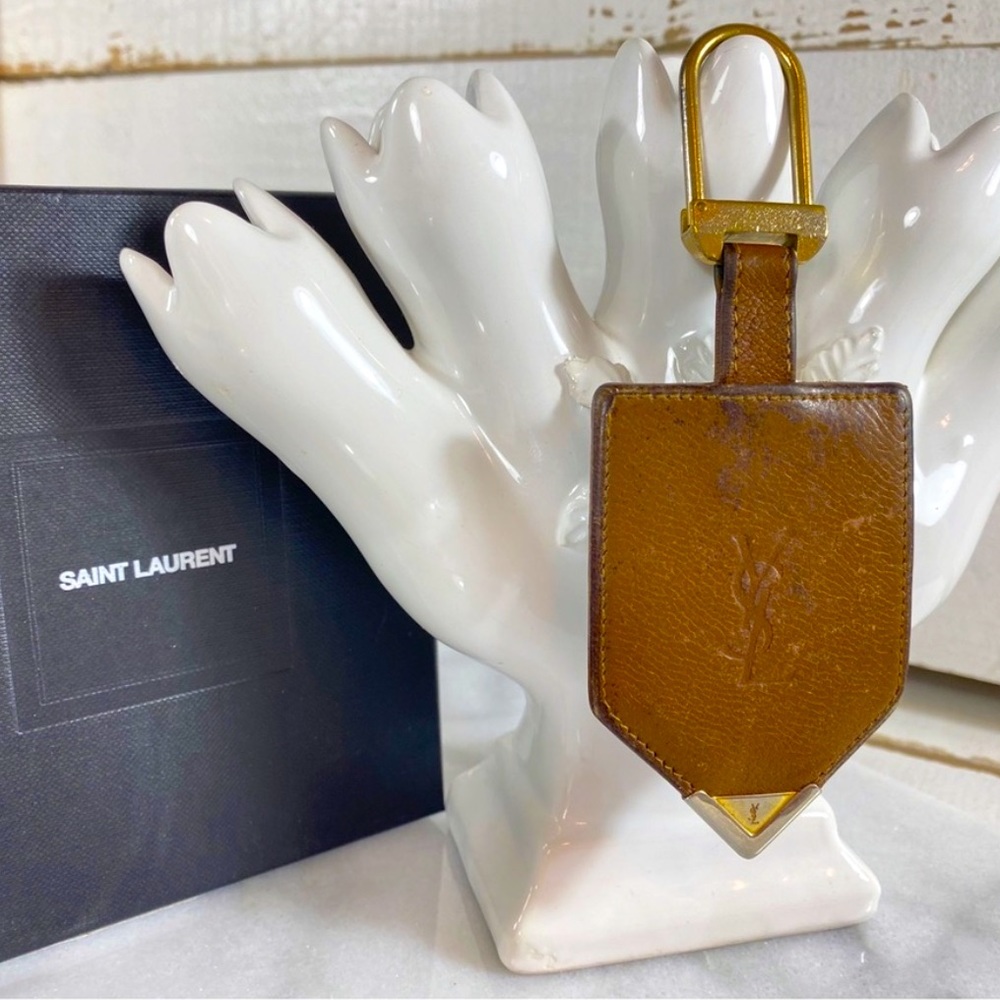 Saint Laurent “YSL” Brown Leather Bag Charm
